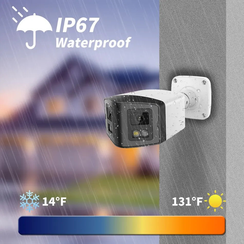 4K 8mp Dual 2.8mm lens 170° Panoramic IP Camera for Hikvision Compatible Motion Detection 2 way talk POE Security Camera CCTV