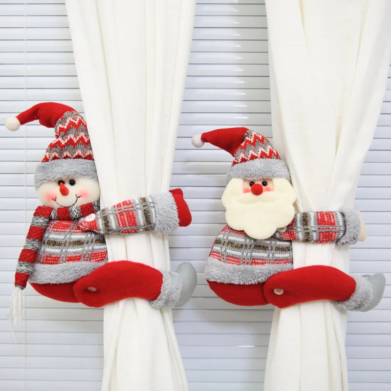 Christmas Curtain Buckle Doll Merry Christmas Decorations for Home Christmas Window Ornament Xmas Navidad Noel Gifts New Year