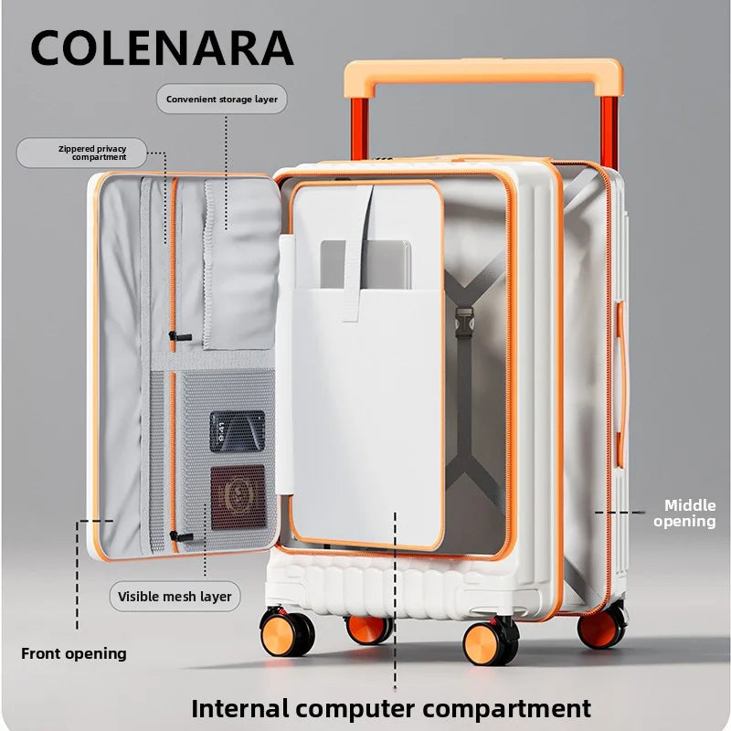 COLENARA Side Opening Suitcase 20"24"26 Inch Women's Boarding Box Men's Large Capacity Cart Case Cart Style Travel Luggage