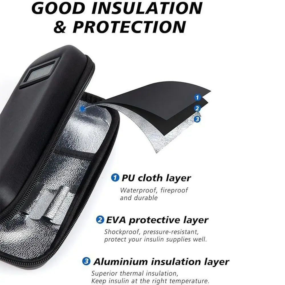 Insulin Cooler Travel Case with Thermometer Display Waterproof Medicine Organizer Bag Insulin Cooling Bag for Diabetics