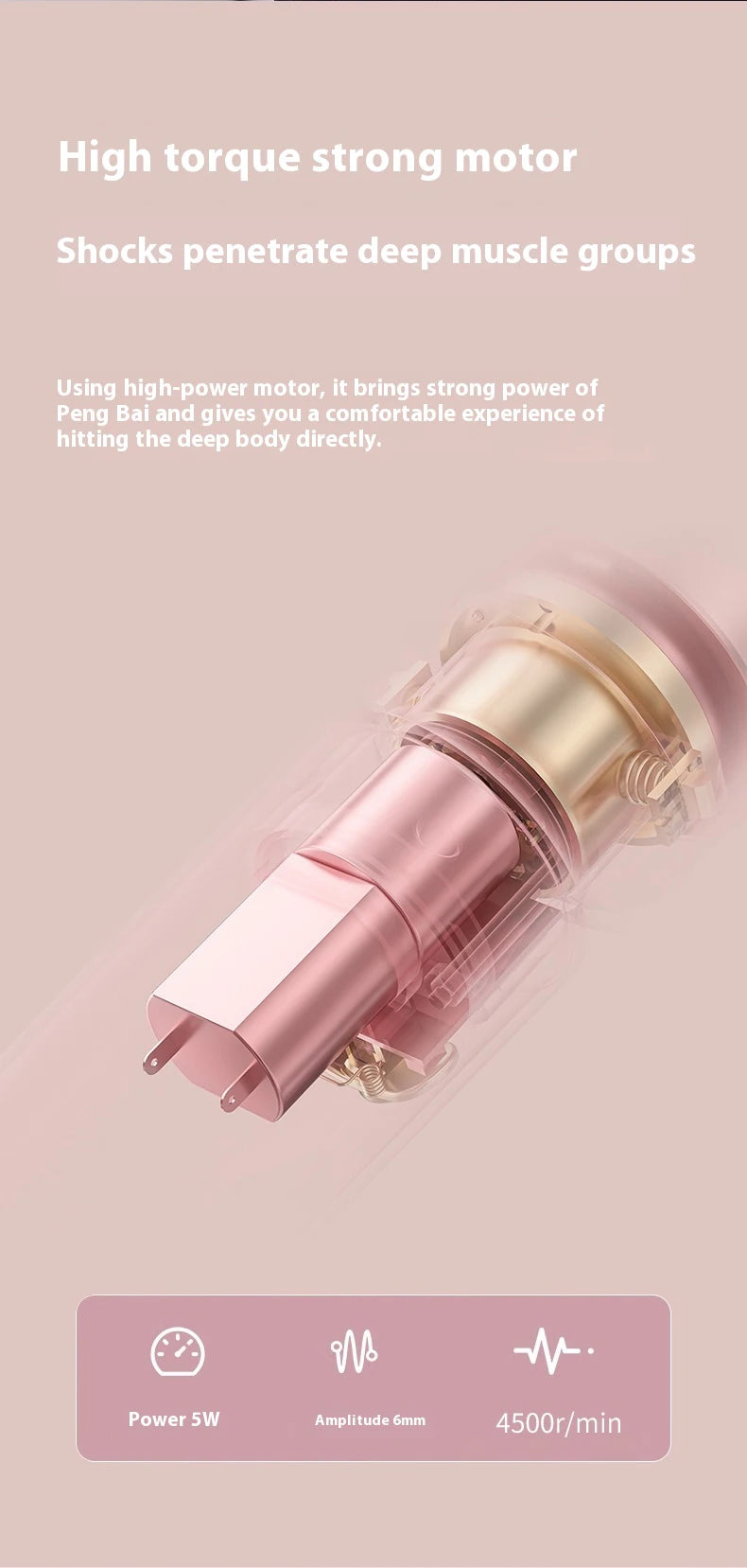 Deep Tissue Massage Gun USB Rechargeable Portable Full Body Muscle Massage 5-speed Adjustable Fascia Gun Pink and Black