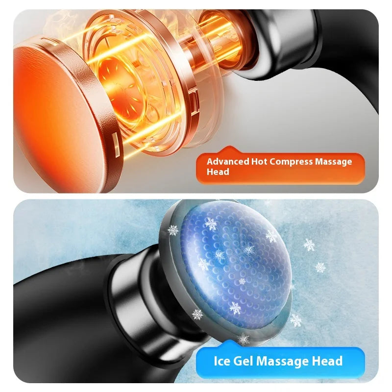 Fascia Gun Massage with Hot and Cold Heads Adjustable Angles Portable Percussion Back Massager for Muscle Neck Body Fitness
