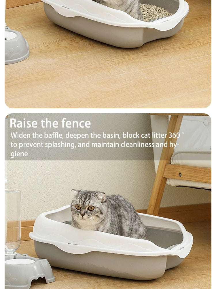Semi-enclosed Litter Box Spatter-proof Cat Toilet Large Kitten Cleaning Supplies Large Cat Poop Bowl Pet Bupplies
