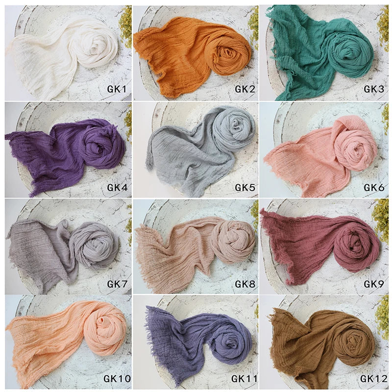 Seersucker Wrap Newborn Photography Props Soft Cotton Gauze Baby Swaddle Blanket Infant Studio Photo Basket Backdrop Accessories