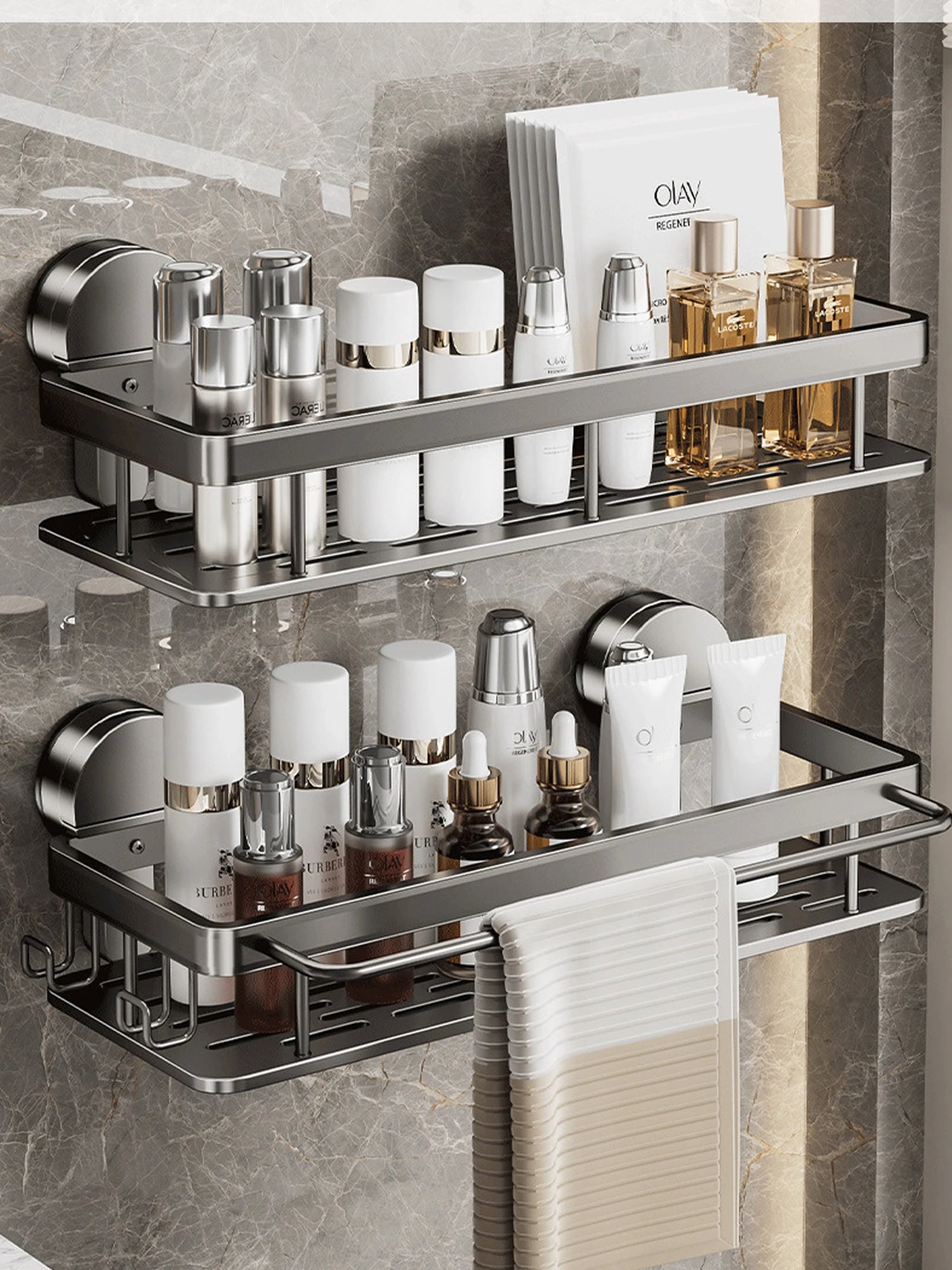 Bathroom Suction Cup Storage Rack Without Drilling Kitchen Toilet Shower Room Shampoo Holder Wall Mount Organizer Bathroom Shelf