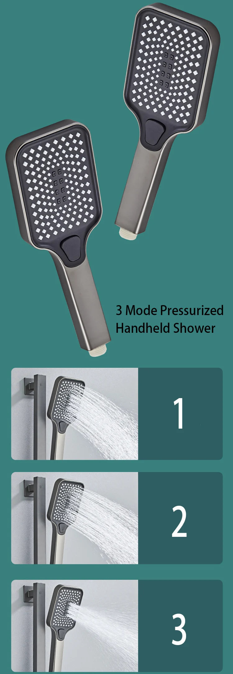 New Design Gun Grey Bathroom Shower System Set Piano Keys Brass LED Digital Shower Faucet Bath Hot and Cold Mixer Shower Tap Set