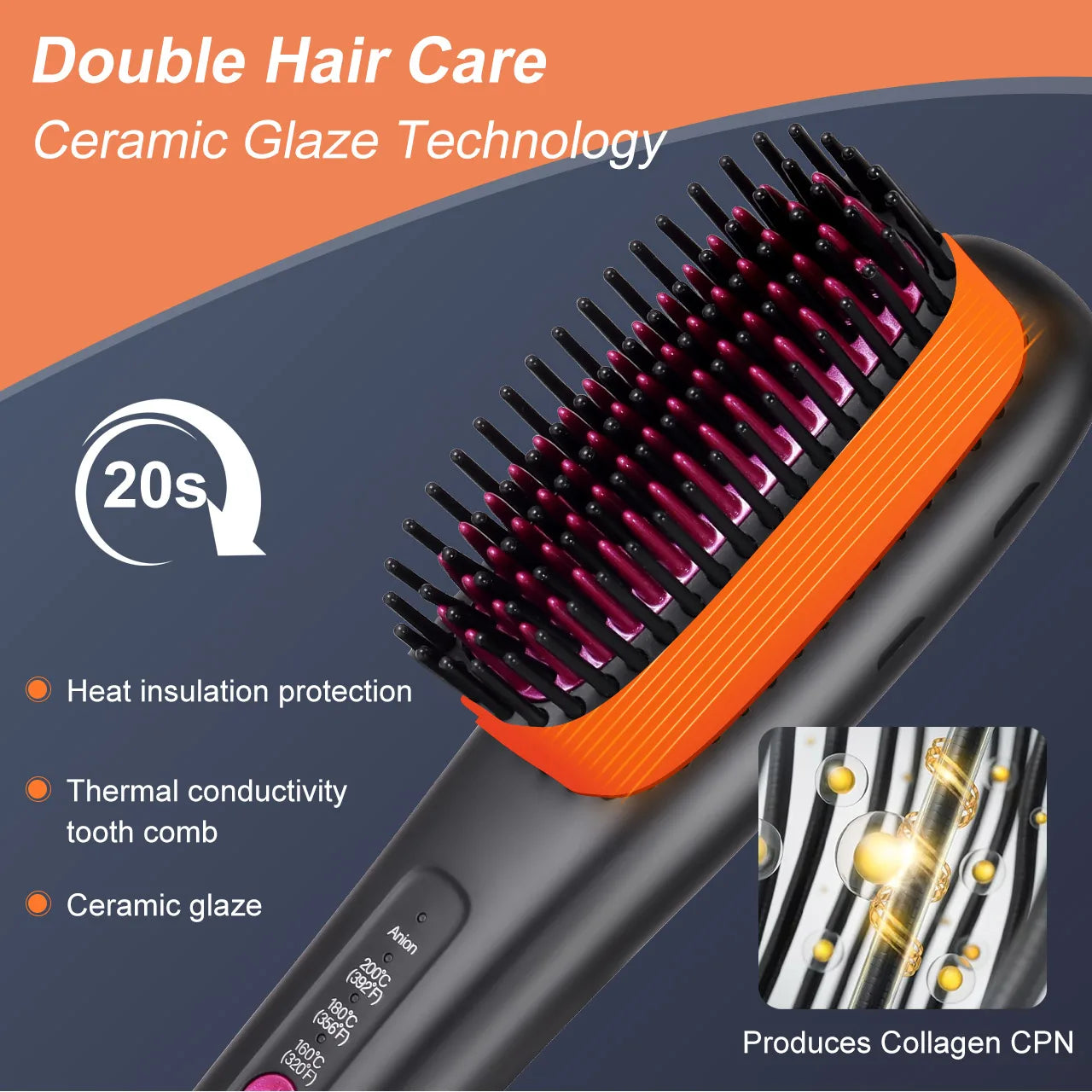 Hatteker Ion Straightening Comb Portable Home Use Negative Multi-temperature Adjustable Straightener New Model Hair Styling Tool