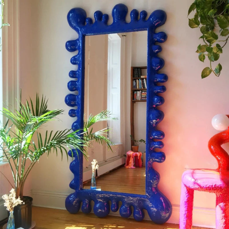 Nordic Full Length Mirror Purple Clothing Store Cute Luxury Art Mirror Bedroom Floor Hallway Espejos Decorativos Room Decoration