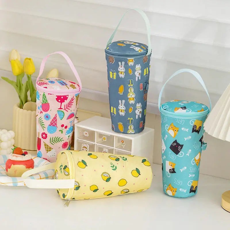 Portable Milk Tea Tote Bag Heat Preservation Bag Carrying Insulated Cup Cover Umbrella Bag Handbag Camping Drinkware Accessories