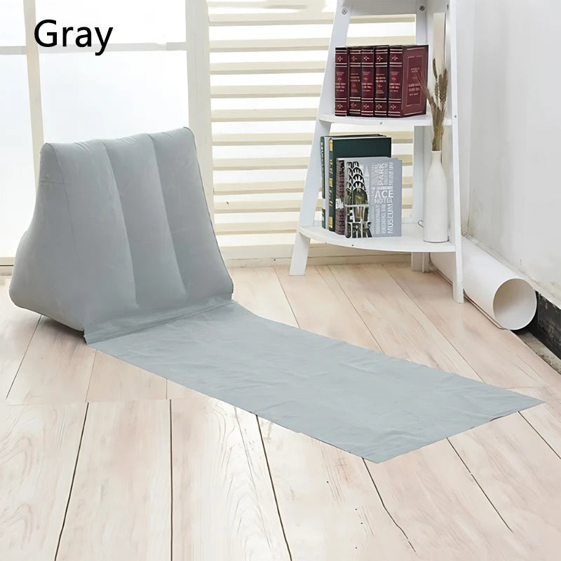 Inflatable Travel Mattress Foldable Soft Beach Mat Air Bed Chair Seat Camping Beaching Leisure Lounger Back Pillow Cushion