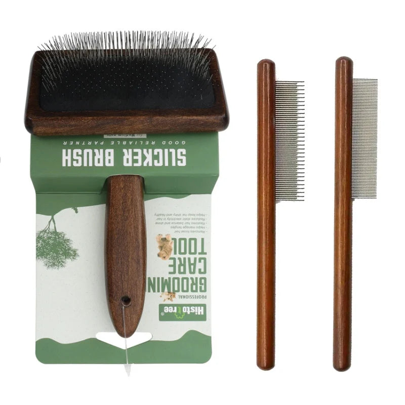 Cat Comb Stainless Steel Pet Hair Remover Wooden Handle Cat Hair Comb Pet Grooming Massage Dog Brush Cleaning Tool Pets Supplies