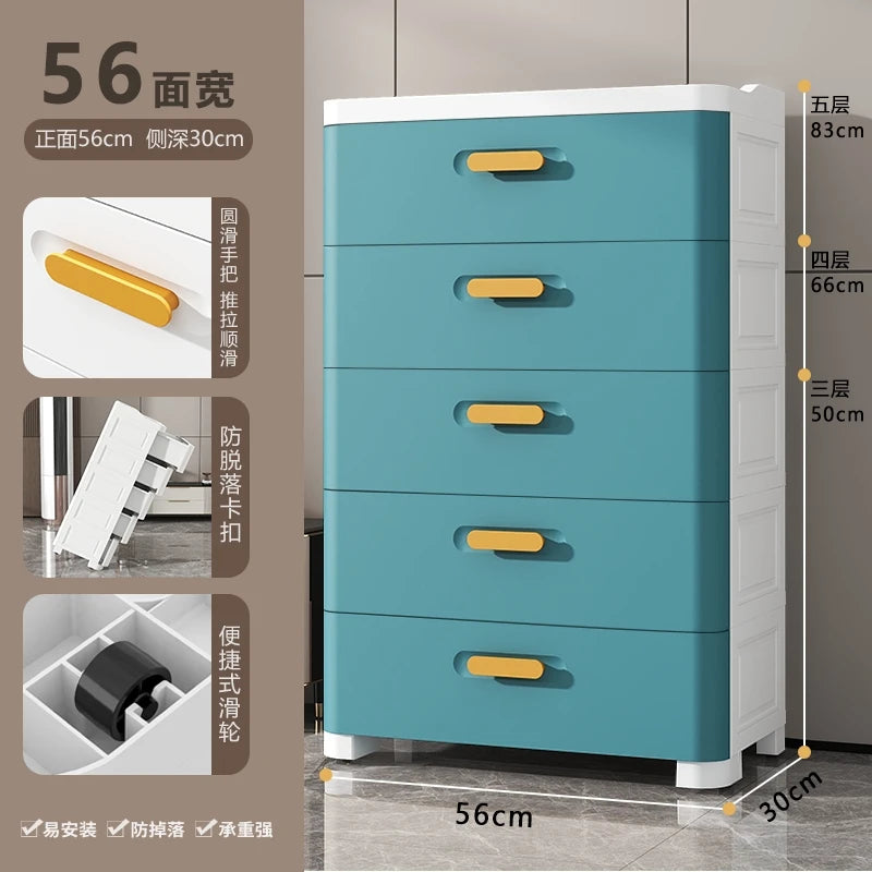 Thickened Drawer Storage Cabinet, Multi-Layer PP Organizer, Silent-Wheel Bedside Cabinet, Modern Large-Capacity Home Storage Box