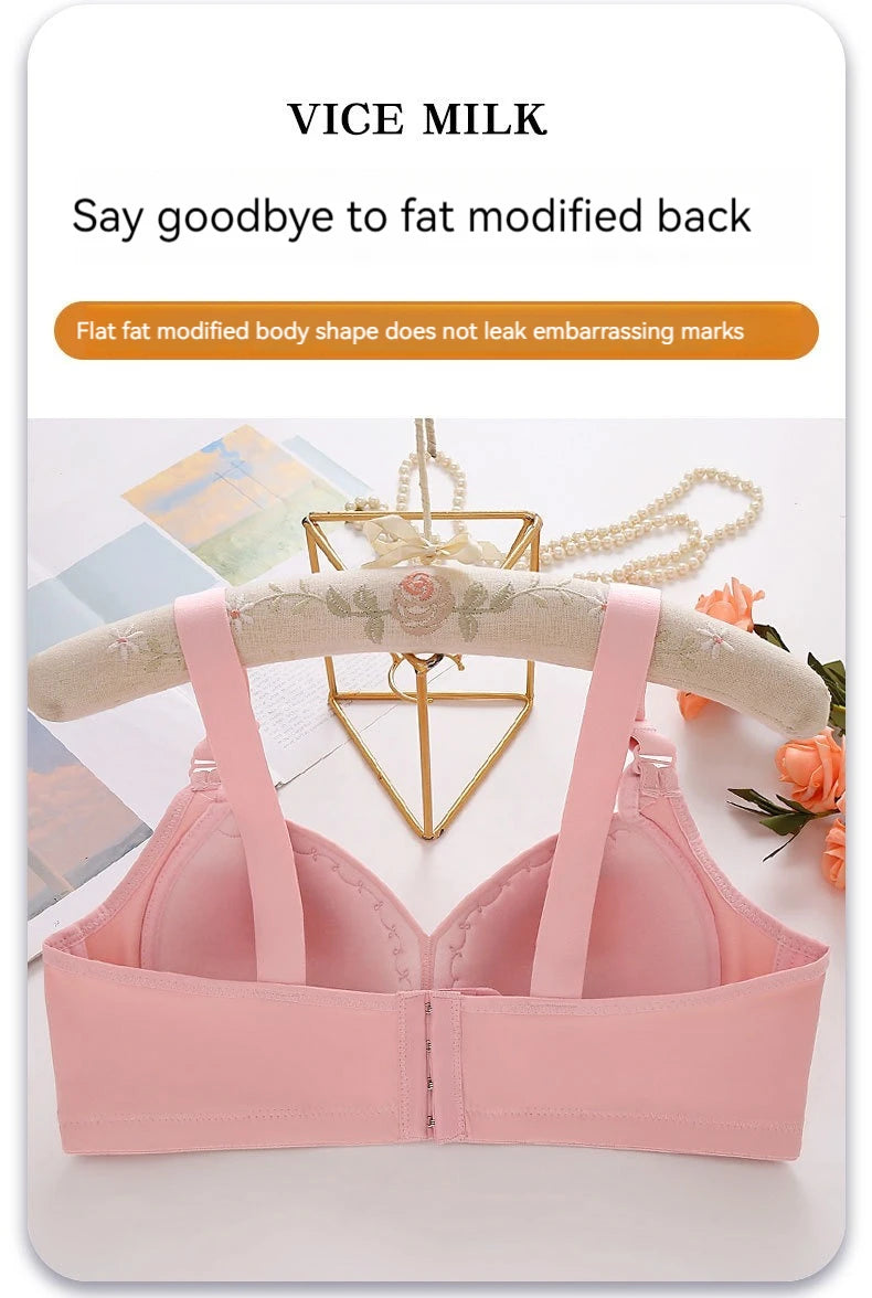 New Lace Printed Oversized Pregnant Women's Breastfeeding Underwear Comfortable Without Steel Ring Gathering Anti Sagging Bra