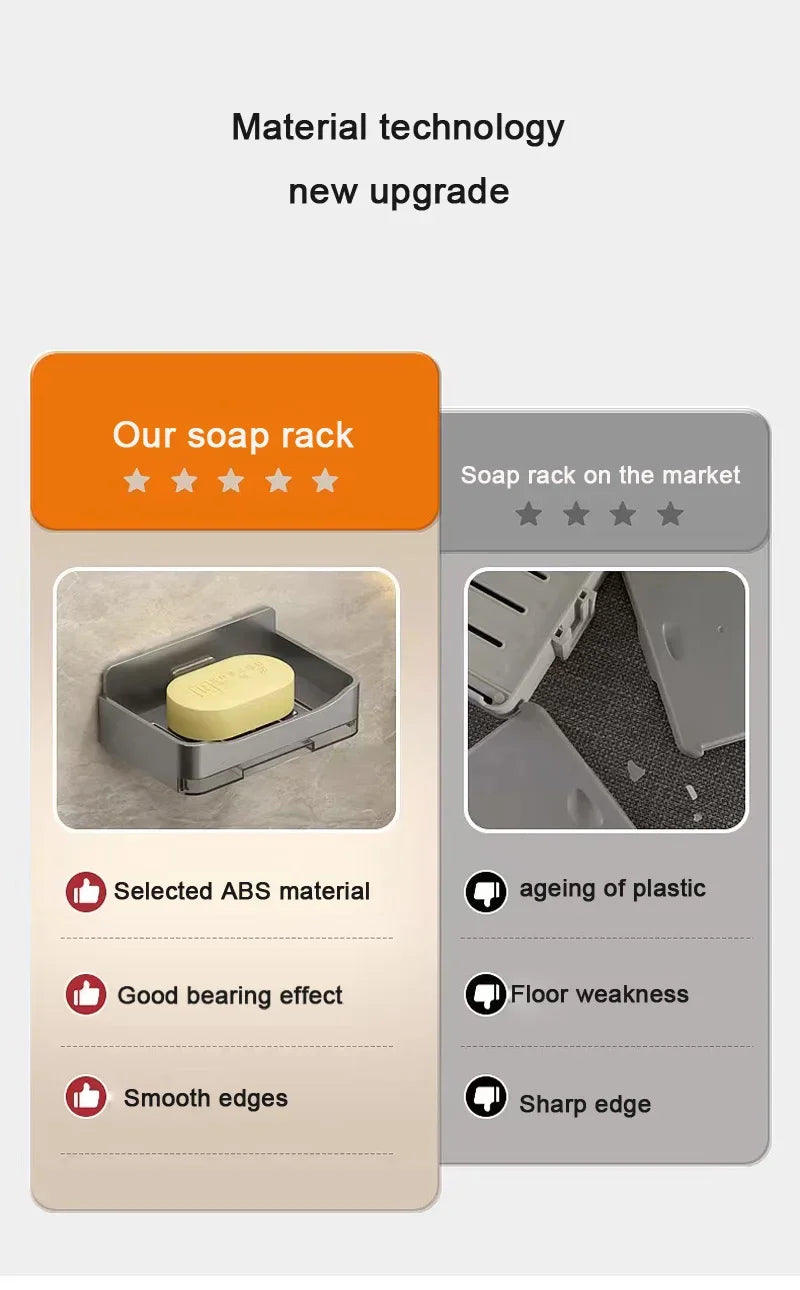 Bathroom Soap Holder Free-Punching Wall Mounted Soap Sponge Holder Organizer Double drainage Soap Dish Bathroom accessories