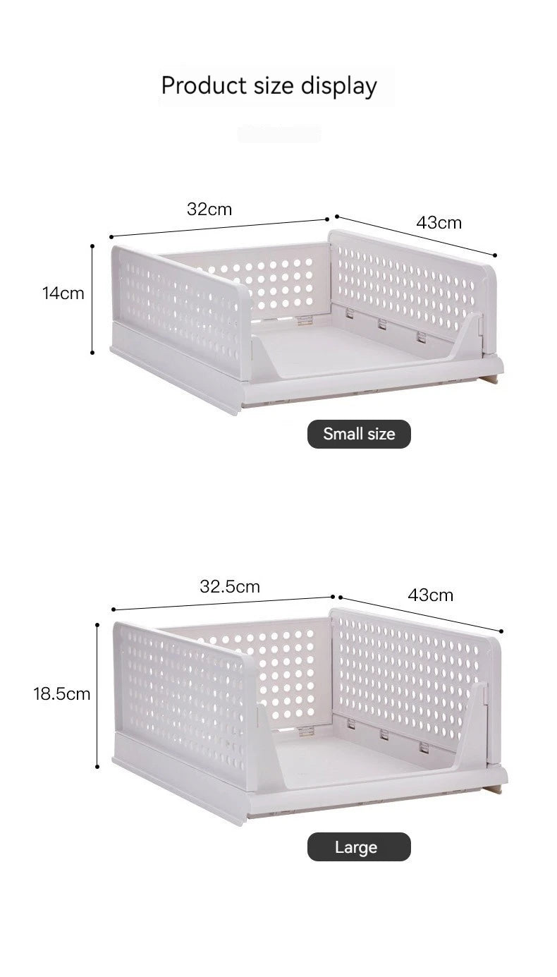 6 Pack Folding Closet Organizers Storage Box, Stackable Plastic Storage Basket, Closet Organizers and Storage Drawer Shelf Stora