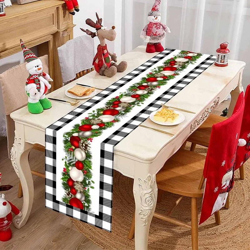 Christmas Table Runner Christmas Party Decoration 2025 Xmas Santa Claus Snowman Table Runner Navidad Natal New Year Gift 2026