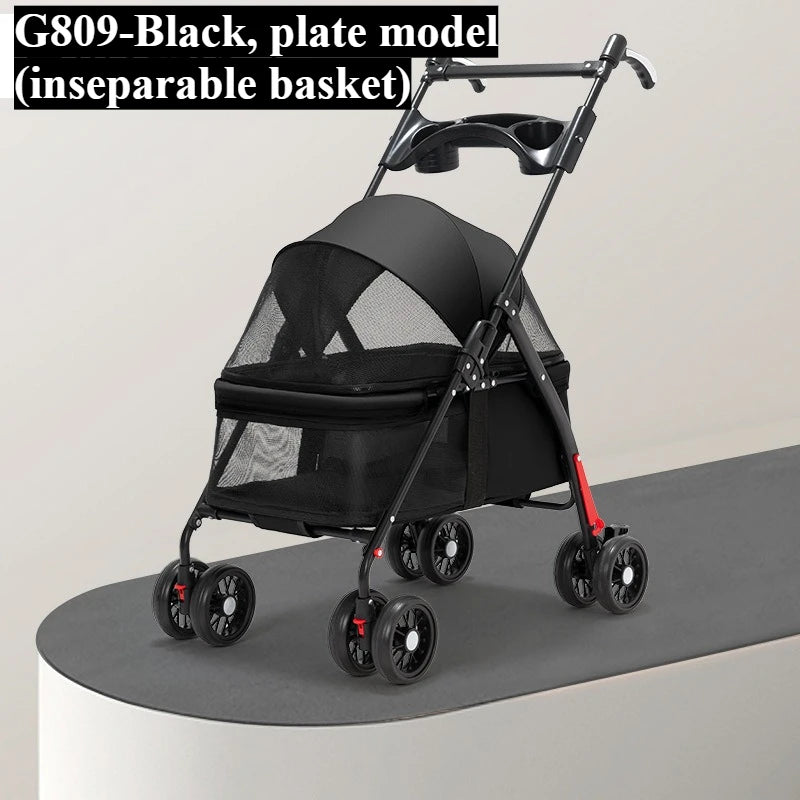 Lightweight Pet Stroller for Cats & Dogs - Foldable Dog Cat Carrier for Small Pets like Teddy & Puppies