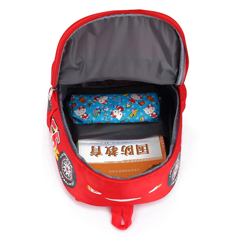 Disney  Cars Lightning McQueen 95 Flame Backpack for  child Water Resistant School Bag Adjustable Strap Multi-Color Cartoon Gift