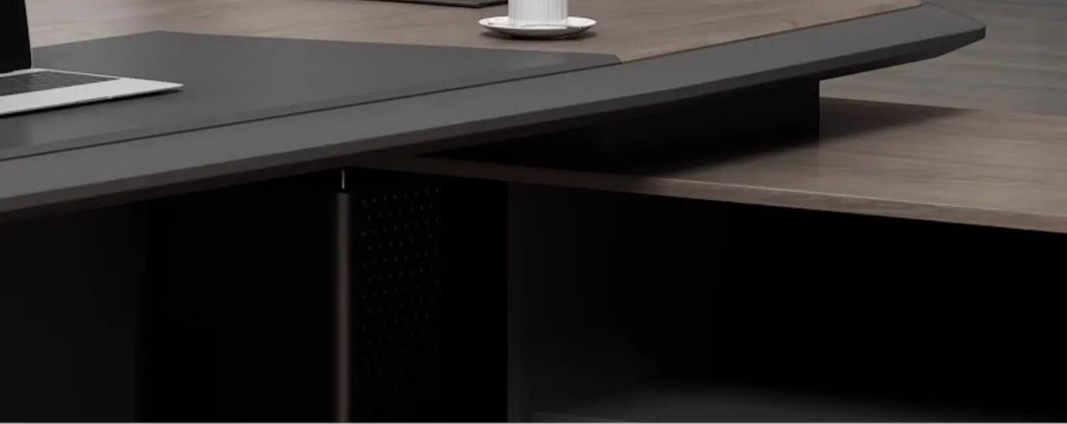 Executive Desk Office Setup Modern Design Wooden Surface Leadership Office Business Space Management Room