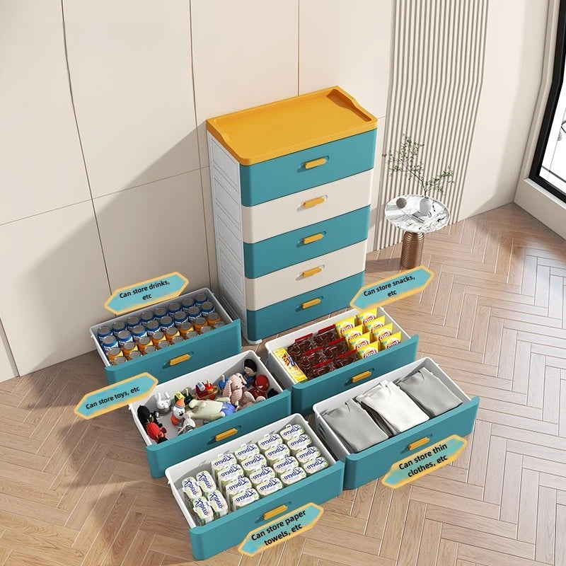 Thickened Drawer Storage Cabinet, Multi-Layer PP Organizer, Silent-Wheel Bedside Cabinet, Modern Large-Capacity Home Storage Box