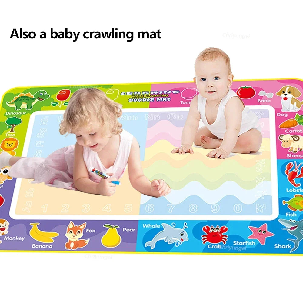 No Mess Kids Water Drawing Mat  Doodle Coloring Board with Magic Pens & Stamps Educational Montessori Toy Gift for Boys Girls