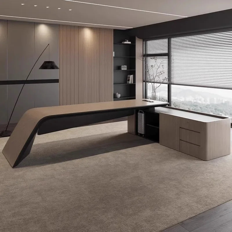 Designer Storage Office Desk Executive Modern Wooden L Shaped Office Desk Organizer Height Large Mesa Escritorio Furniture