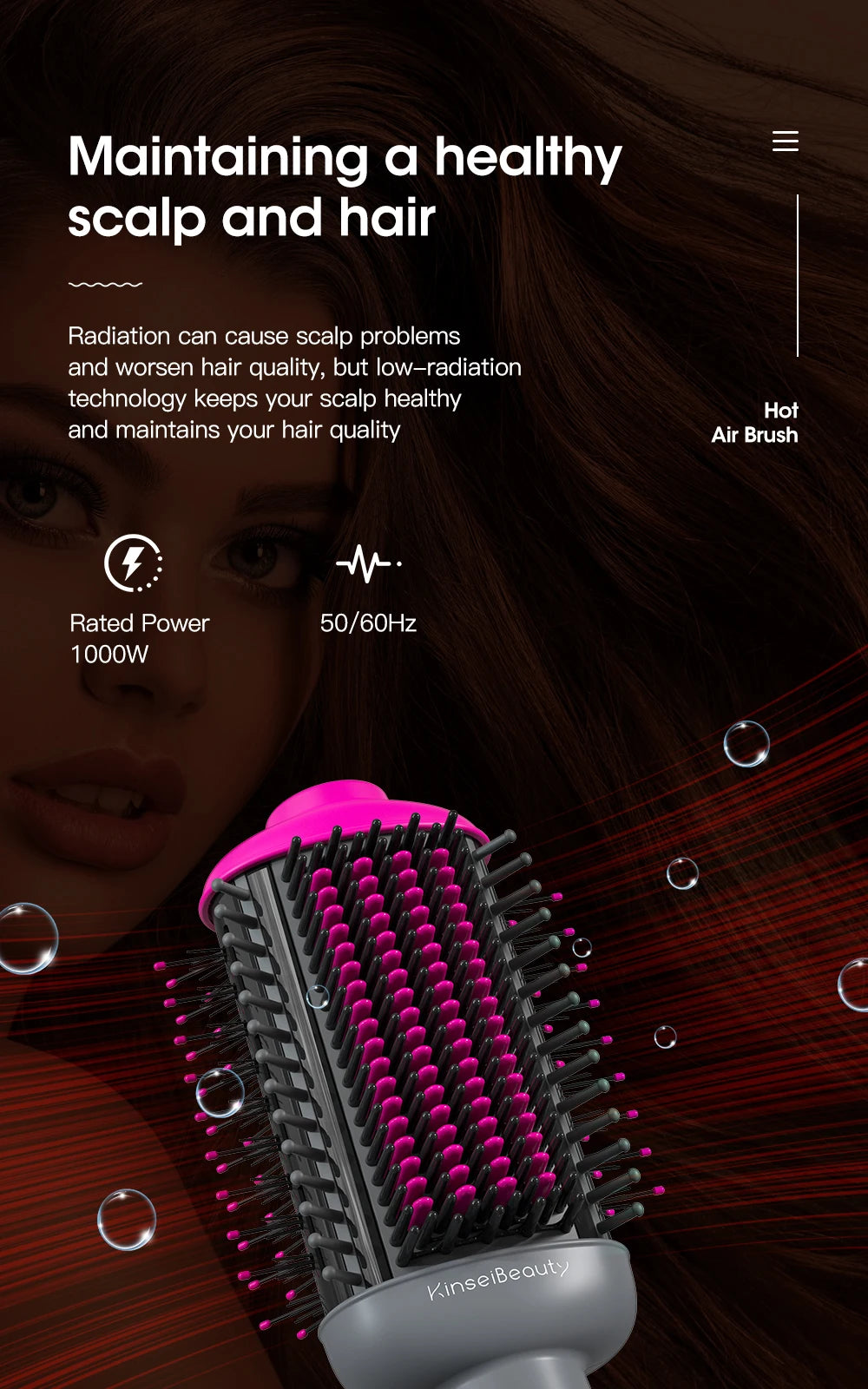 Kinseibeauty Professional hair stylist salon hair dryer curling iron hair equipment straightening electric comb three speed mode
