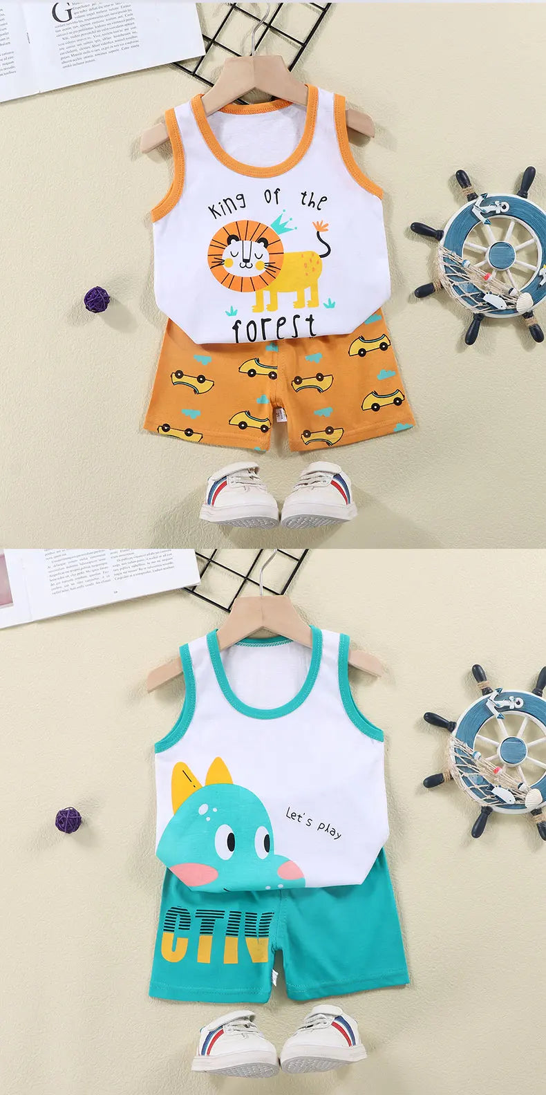 Children Sets Kids Vest Suit 2PCS Set Summer Cotton T-Shirt Girl Shorts Clothes Children Boys Girls Sleeveless Suit Wear Cloth