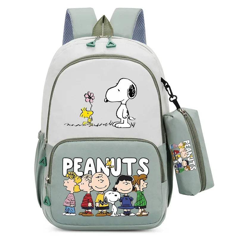 2pcs Snoopy School Bag Boys Girls Large Capacity Water-repellent Student Backpacks High Value Cute Cartoon Print Bookpack Gift