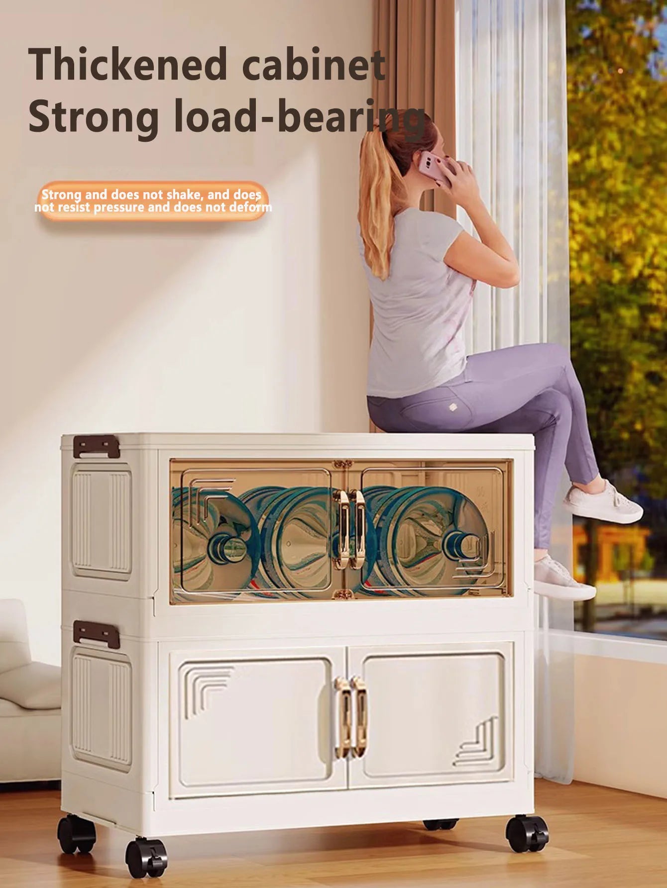 45/55/65cm Length Multifunction Storage Cabinet Large Capacity Foldable Easy-to-Install Storage Box Dustproof Wardrobe