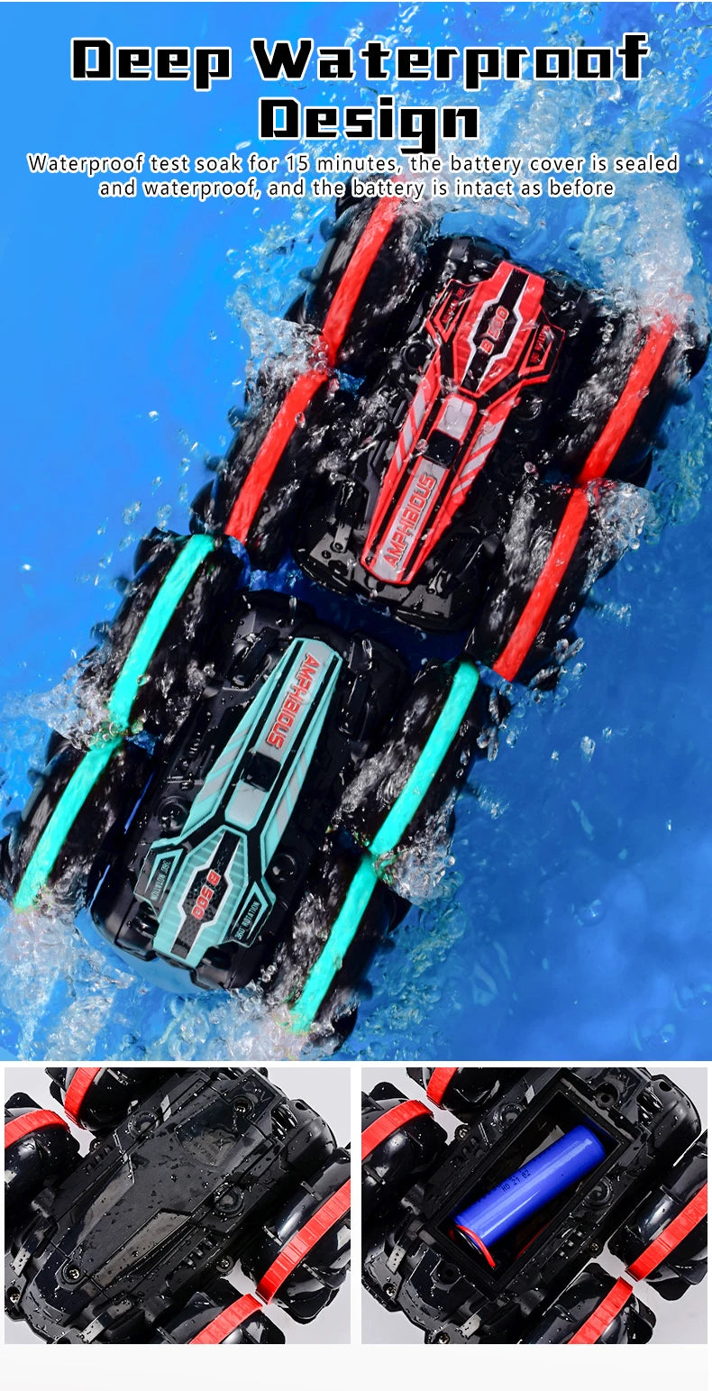 Amphibious RC Car Remote Control Stunt Car Vehicle Double-sided Flip Radio 4WD Drift Off Road Outdoor Toys for Boy Children Gift