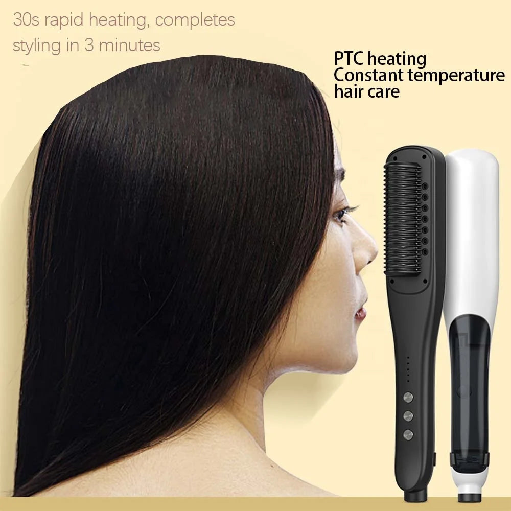 Hot Sale PTC Heating Smart Steam Hair Straightener Brush Smoothing Flat Iron Curly Hair Straightening Comb Electric Hair Brushes