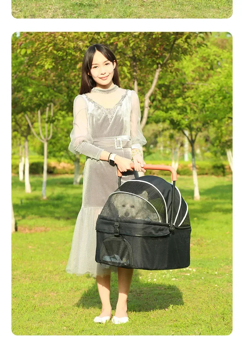 Pet Stroller Dog Cat Large and Small Dog Out Pet Cart Outdoor Travel Lightweight Foldable Cat Supplies