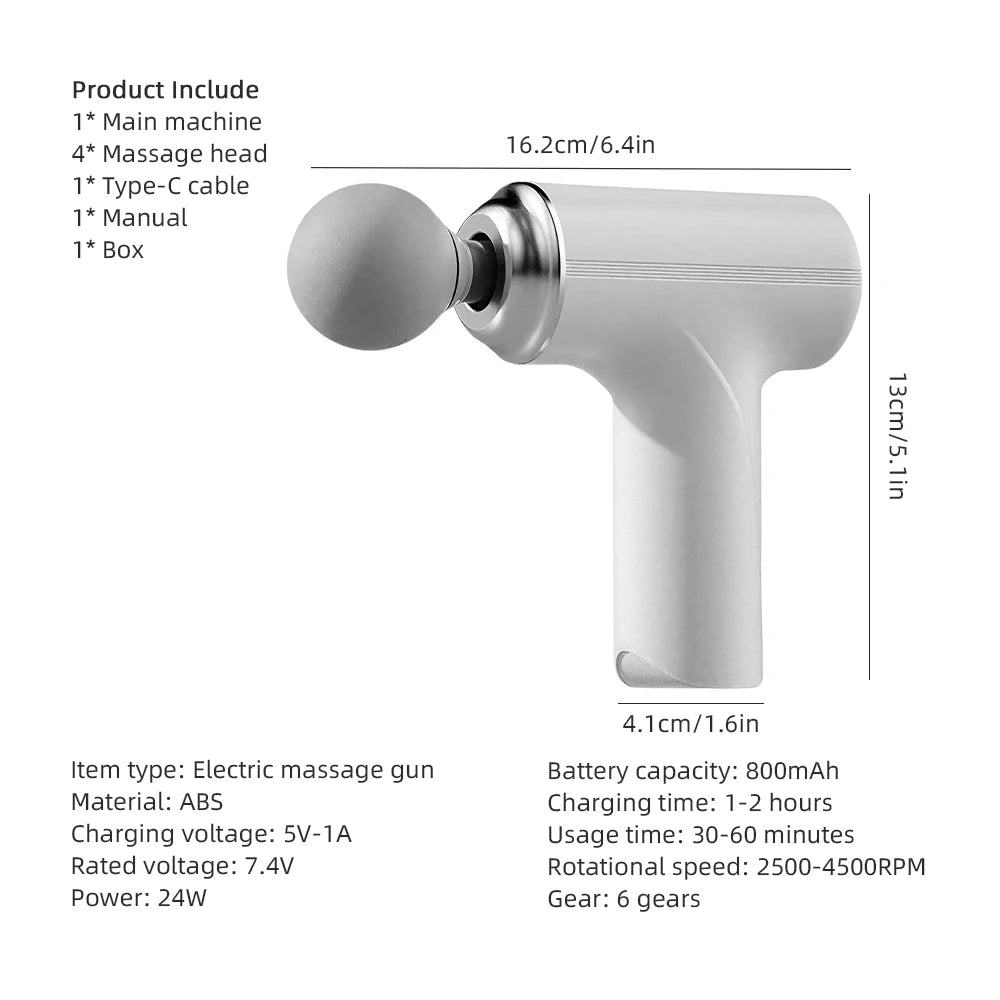 USB Portable Electric Massage Gun Mini Fascia Gun High Frequency Vibration Body Massage Gun Muscle Relaxation Fascia masajeador