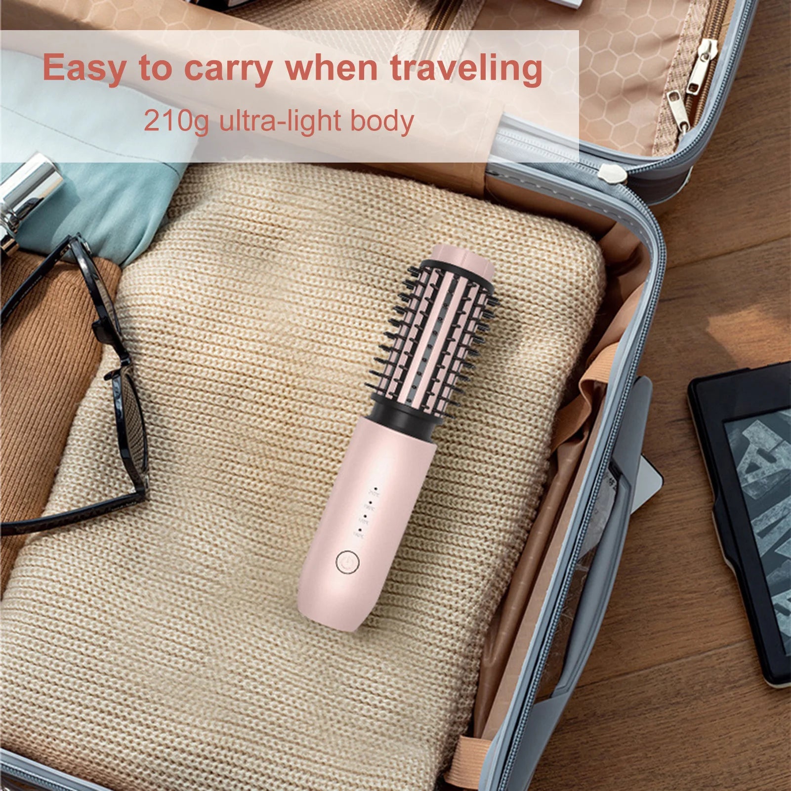 Cordless Hair Straightening Comb Curling Wand USB Charging Curling and Straightening Multi-speed Temperature Adjustment