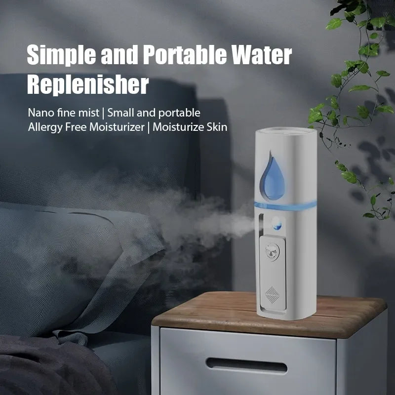 Mini Nano Mist Sprayer Cooler Facial Steamer Humidifier USB Rechargeable Face Moisturizing Nebulizer Beauty Skin Care