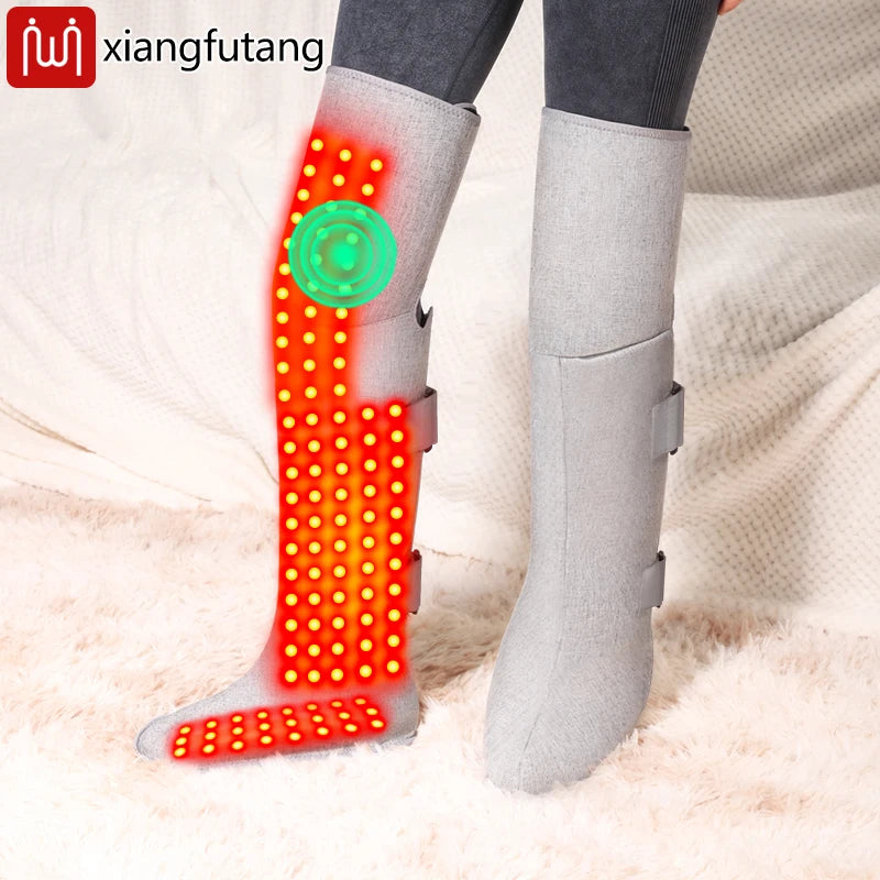 Red Light Therapy Heating Leg & Foot Wrap Electric Heating Knee Brace - Relieve Cold Leg Arthritis Pain with 3-Zone Heat Warm