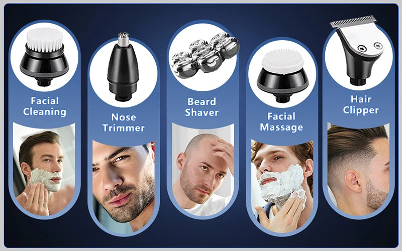 Electric Shaver 7D Floating Cutter Head Base Charging Portable Men Beard Trimmer Clipper Rechargeable Bald Head Electric Razor