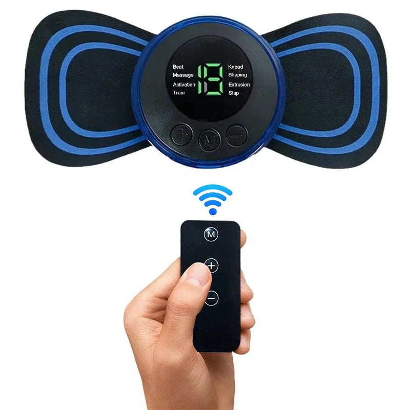 Portable Mini Massage Pad Muscle Pain Relief Micro Current Relieve Fatigue Rechargeable 8 Modes 19 Levels Slim Gel Massage Pad