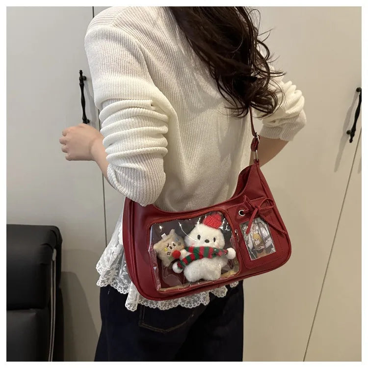 Y2k Harajuku Shoulder Bag Women Korean Transparent Ita Bag School Crossbody Bag Female Japanese Designer Preppy Handbag Purse