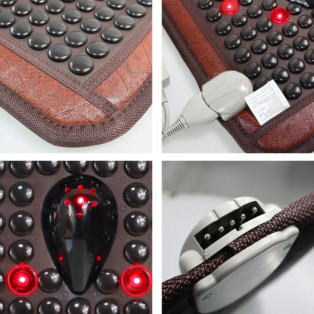 Infrared Photon Heating Tourmaline Jade Cushion Jade Massage Mat Square Cushion 45x45cm Acupoint Massage Relieves Pain