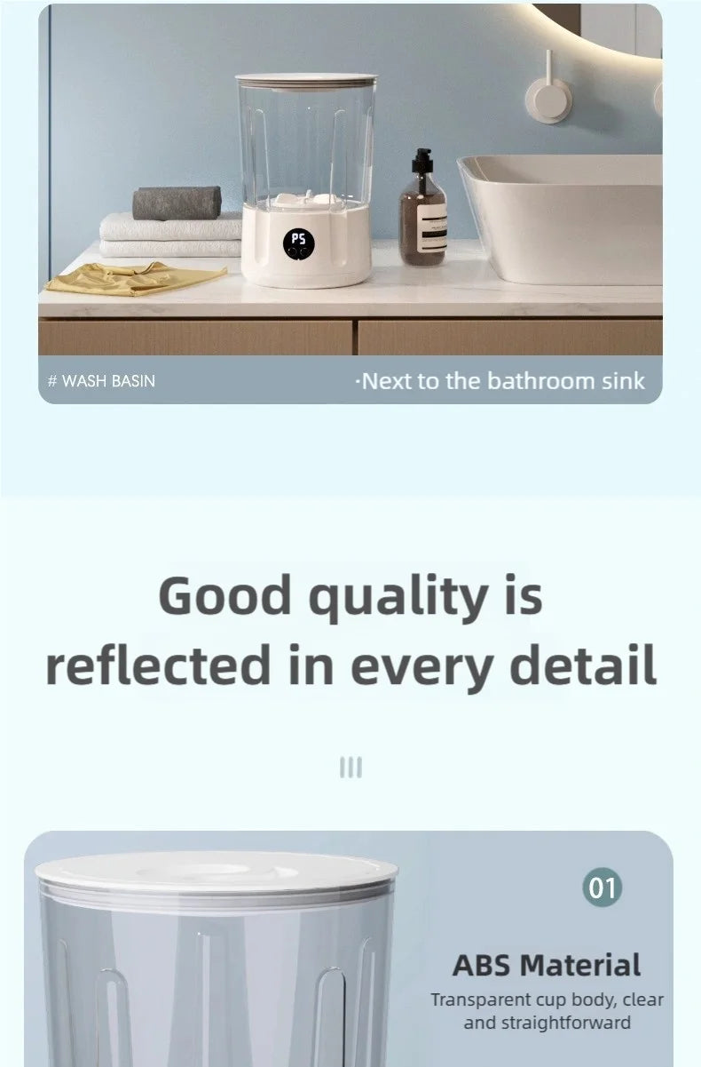 TINSOL Portable Mini Washing Machine Laundry Device Perfect for Travel Socks & Underwear Cleaning Effortlessly Clean Your Clothe