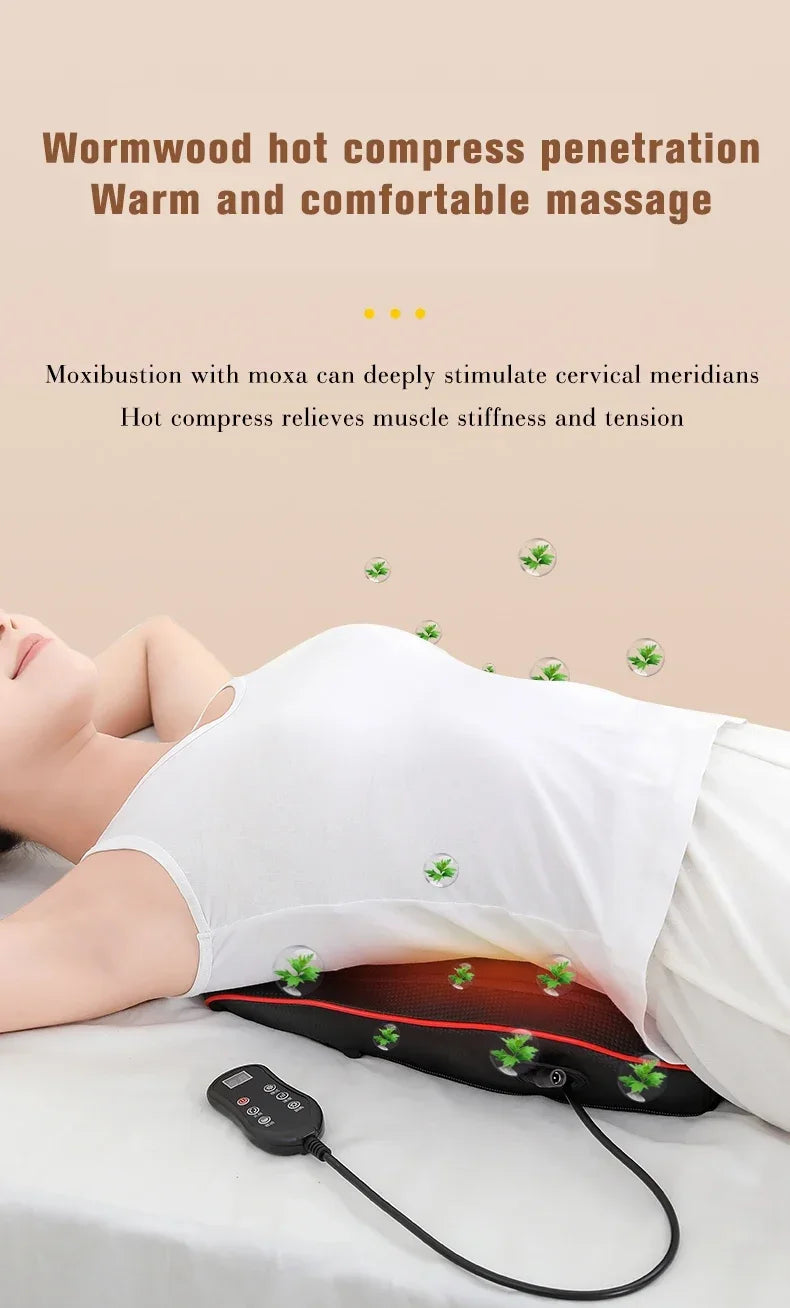 New Electric Massage Neck Pillow Shiatsu Head Cervical Ttraction Body Back Waist Massager Car with Heating Vibrating Massage