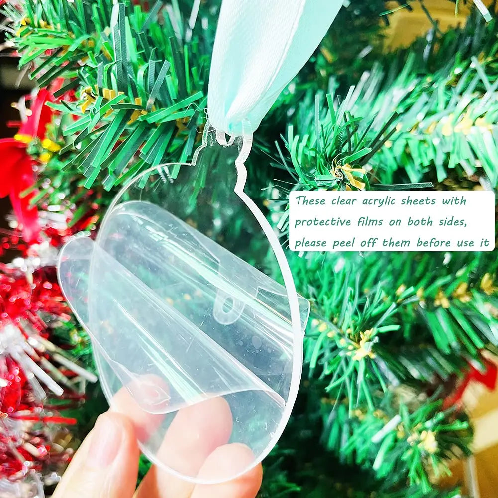 50pcs 3 Inch Clear Blank Acrylic Christmas Ornaments 2023 Unfinished Round Acrylic Christmas Ornaments For DIY Craft Hanging Orn