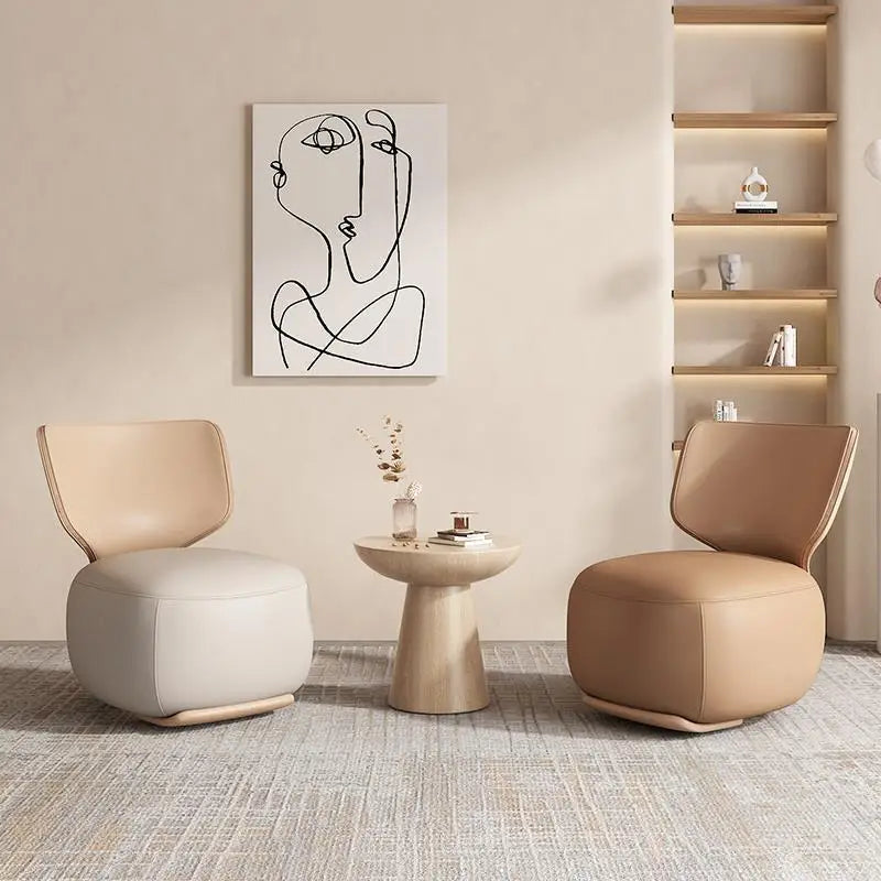 Log Light Luxury First Class Cabin Lounge Sofa Chair Nordic Living Room  Fabric Low Stool Balcony Leisure Armchair 2023 New