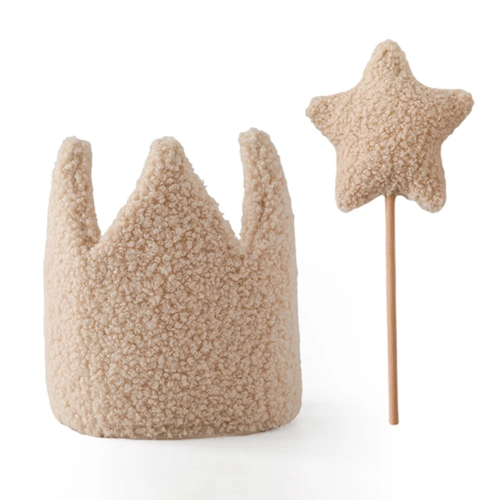 Baby Teddy Velvet Balloon Crown Hat Headwear Star Fairy Stick Happy Birthday Party Decoration Newborn Photography Accessories