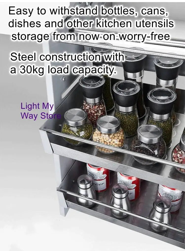 Stainless Steel Aluminum Alloy Hanging Lifting Basket Kitchen Pull-Down Cabinet Storage Rack