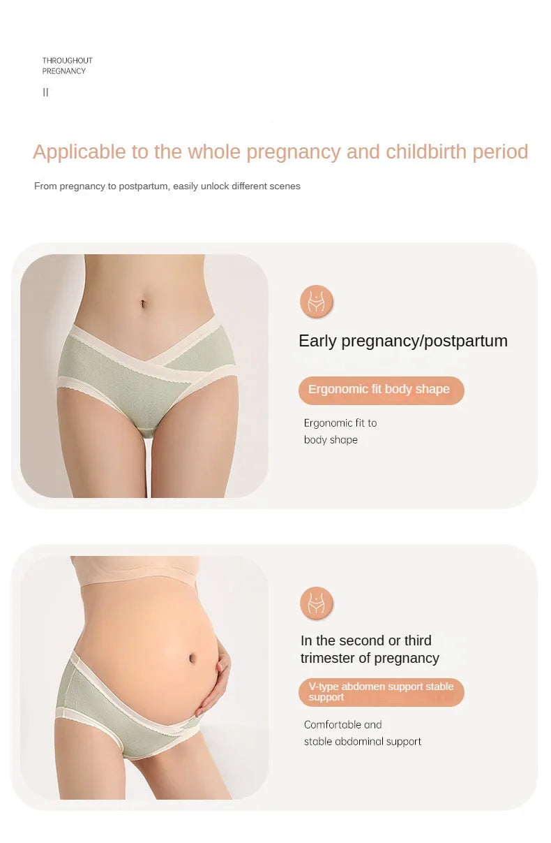 3PCS Soft Briefs V-shaped Abdominal Support Underpanties Pregnancy Childbirth Female Underwear Pregnant Woman Women's Panties