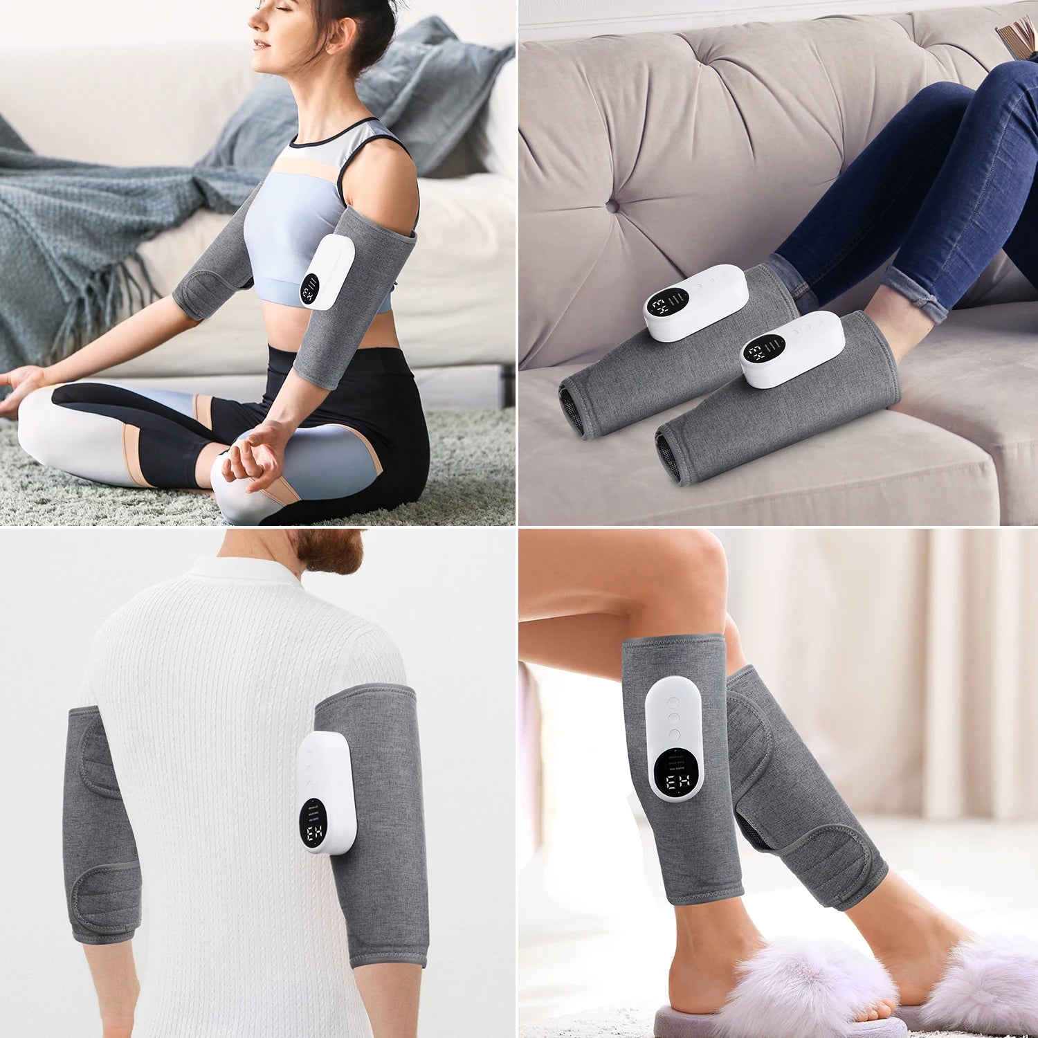 Electric Wireless Pneumatic Calf Massager 360° Leg Arm Massage 3 Mode Hot Compress Heated Foot Muscle Relax