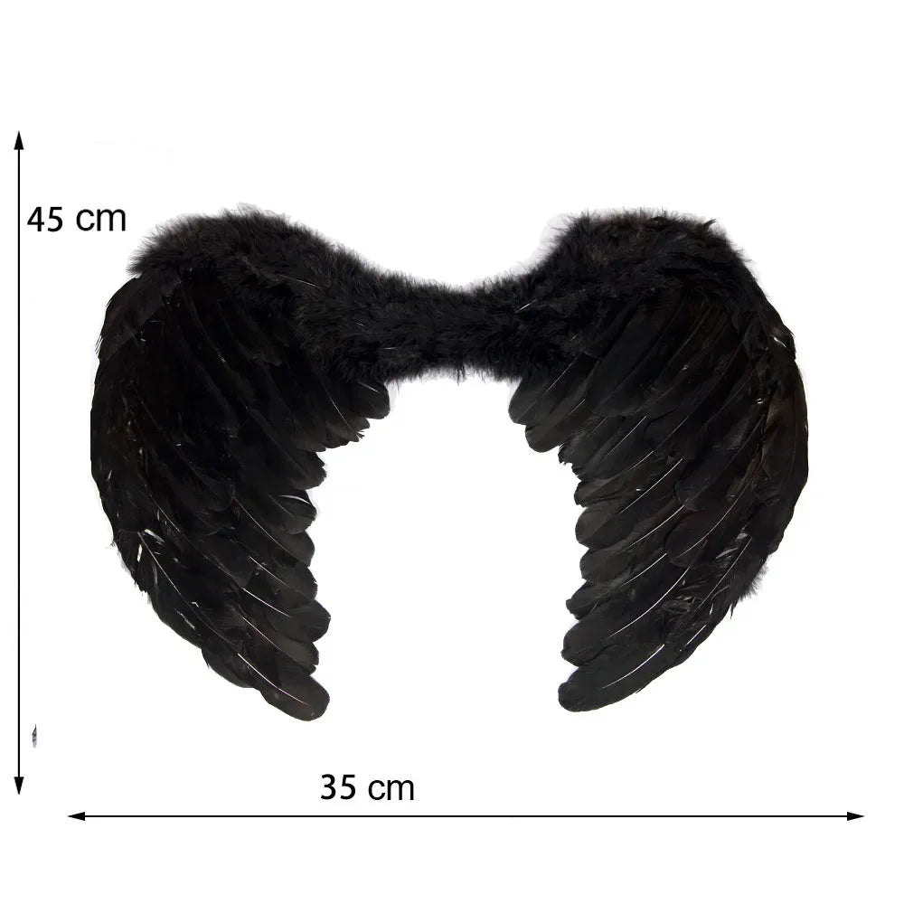 Halloween 3D Angel Wings Costume With Elastic Straps Halloween Party Mardi Gras Feather Wing Adult Kids Evil Cosplay Accessories